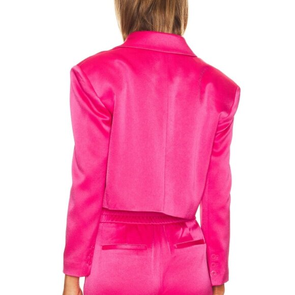 Alice + Olivia 'Shan' Cropped Satin Blazer Jacket, Candy Pink - Picture 3 of 3